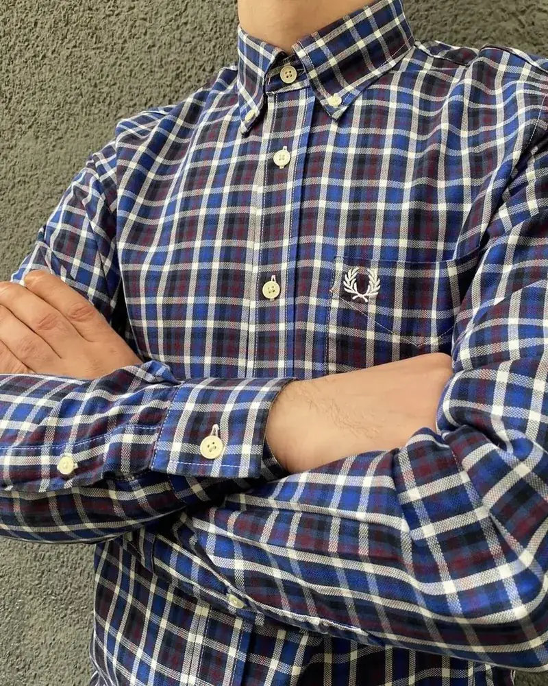 Camicia a quadri blu Fred Perry